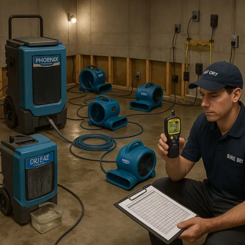 Structural Drying and Dehumidification process in Finley, WA